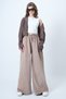 Women's Dark Beige Double Pocket Lace-Up Detail Wide Leg Velvet Trousers Alc-X14569 - 4
