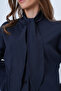 Navy Blue Buttoned Jacket with Scarf Detail Alc-X14669 - 5