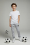 Gray Melange Cotton Label Thick/Inside Fleece Jogger Knitted Boys' Sweatpants Tkdaw26Ea00010