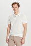 Men's Ecru 100% Cotton Standard Fit Regular Cut Polo Neck Knitwear T-Shirt - 4