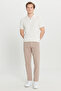Men's Ecru 100% Cotton Standard Fit Regular Cut Polo Neck Knitwear T-Shirt - 3