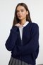 Indigo Wide Fit Bomber Collar Zip-Up Knitwear Cardigan Twoaw24Hi00153