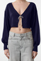 Lacivert Süper Crop Basic Fiyonklu Triko Hırka TWOAW24HI00315 - 3