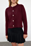 Bordo Basic Ceket Görünümlü Triko Hırka TWOAW24HI00090 - 3
