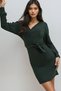 Women's Olive Green Double Breasted Collar Bat Sleeve Belted Waist Camisole Dress Alc-X7623