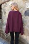 Burgundy High Collar Bat Sleeve Cuff Slit Wide Cut Blouse Alc-X14434 - 6