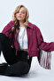 Burgundy Staple Detailed Tasseled Back Lined Suede Jacket Alc-X14520 - 2