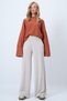 Beige Double Pocket Elastic Waist Soft Textured Wide Leg Knitted Trousers Alc-X14458 - 5
