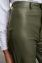 Haki Relaxed/Rahat Straight/Boru Paça Dikiş Detaylı Örme Deri Pantolon TWOAW25PL00068 - 4
