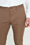 Men's Camel Slim Fit Narrow Cut Dobby Flexible Casual Trousers - 6
