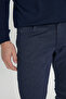 Men's Navy Blue Slim Fit Slim Fit Cotton Flexible Trousers - 5