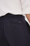 Men's Navy Blue Linen Slim Fit Slim Fit Elastic Waist Side Pocket Stretchy Trousers - 6
