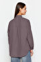 Oversize Anthracite Cotton Woven Shirt - Wide Fit TWOSS22GO0669 - 6