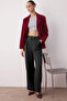 Siyah Wide Leg/Geniş Paça Yüksek Bel Dokuma Kumaş Pantolon TWOAW22PL0066 - 2