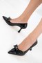 Black Patent Leather Women's Classic Heeled Shoes 20907 - 3