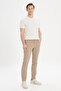 Men's Beige Slim Fit Slim Fit 5 Pocket Dobby Flexible Trousers - 5