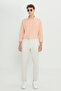 Men's Beige Slim Fit Slim Fit Anti-Wrinkle Fabric Seersucker Patterned Elastic Waist Pants - 2