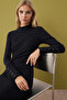 Black Stand Collar Fitted/Slim Fit Button Midi Knitted Dress Twoaw26El00218 - 2