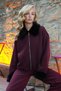 Women's Burgundy Collar and Sleeve Plush Detailed Front Zippered Knitwear Jacket Alc-X14544 - 4