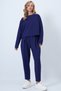 Navy Blue Crew Neck Wide Cut Blouse and Pleated Front Double Pocket Trousers Set Alc-X14553 - 4