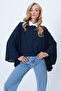 Navy Blue Boat Neck Cape Cut Blouse Alc-X14596 - 3