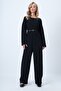 Black Crew Neck Zippered Back Relaxed Fit Jumpsuit Alc-X14554 - 3