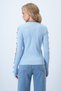 Women's Blue Crew Neck Cut Out Sleeve Design Knitwear Blouse Alc-X14515 - 7