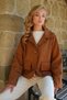 Women's Tan Shirt Collar Double Pocket Faux Suede Jacket Alc-X14437 - 2