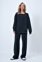 Anthracite Crew Neck Long Sweatshirt and Ribbed Pants Set Alc-X14599 - 2