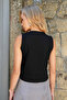 Black Crew Neck Buttoned Vest Alc-X14474 - 6