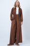 Tan Faux Suede Waist-Tie Jacket and Double Pocket Trouser Set Alc-X14583 - 5