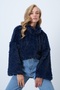 Women's Navy Blue Stand Collar Furry Plush Blouse Alc-X14591 - 5