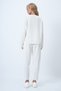 Ecru Crew Neck Wide Cut Blouse and Pleated Front Double Pocket Trousers Set Alc-X14553 - 7