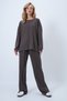 Women's Mink Crew Neck Long Sweatshirt with Ribbed Stitching on the Front and Green Pants Set Alc-X14599 - 2