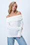 White Madonna Collar Shoulder Accessory Detailed Knitted Blouse Alc-X14557 - 4