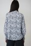 Women's Black-White V-Neck Neck Tie Detail Gipe Detail Moss Crepe Blouse Alc-X14367 - 5