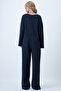 Navy Blue Crew Neck Comfortable Cut Jumpsuit with Zipper on the Back Alc-X14554 - 5