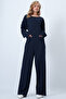 Navy Blue Crew Neck Comfortable Cut Jumpsuit with Zipper on the Back Alc-X14554 - 2