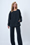 Anthracite Crew Neck Long Sweatshirt and Ribbed Pants Set Alc-X14599 - 4