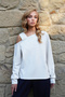 Ecru Asymmetrical Cut Shoulder Band Detailed Knitted Blouse Alc-X14574