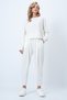 Ecru Crew Neck Wide Cut Blouse and Pleated Front Double Pocket Trousers Set Alc-X14553