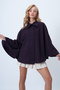 Purple Hidden Placket Cape Cashmere Jacket Alc-X14590 - 3