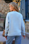 Blue Crew Neck Double Pocket Wool Blend Oversize Sweater Alc-X14508 - 6