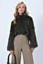 Khaki High Collar Furry Plush Blouse Alc-X14591 - 2