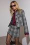 Black and White Plaid Pack Crew Neck Melton Jacket Twoaw26Ce00033