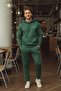 Yeşil Regular /Rahat Kesim Kapüşonlu Nakışlı İçi Polar Sweatshirt Eşofman Takım TMNAW24EM00000 - 5