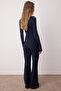 Lacivert İspanyol Paça Flare Bootcut Dokuma Kumaş Pantolon TOFAW19BB0581 - 8