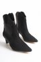 Black Suede Leather Detailed Women's 7 cm Heeled Ankle Boots Takaw26Bo00048 - 6