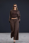 Trendyol Studio Kahverengi Ekstra Geniş Paça Çizgili Pantolon TWOAW26PL00127 - 6