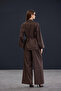Trendyol Studio Kahverengi Ekstra Geniş Paça Çizgili Pantolon TWOAW26PL00127 - 7